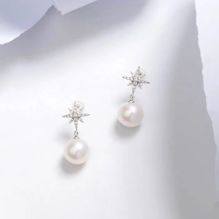 Pearly Lustre 18k Gold Diamond Edison Pearl Earring KE00085 Earrings