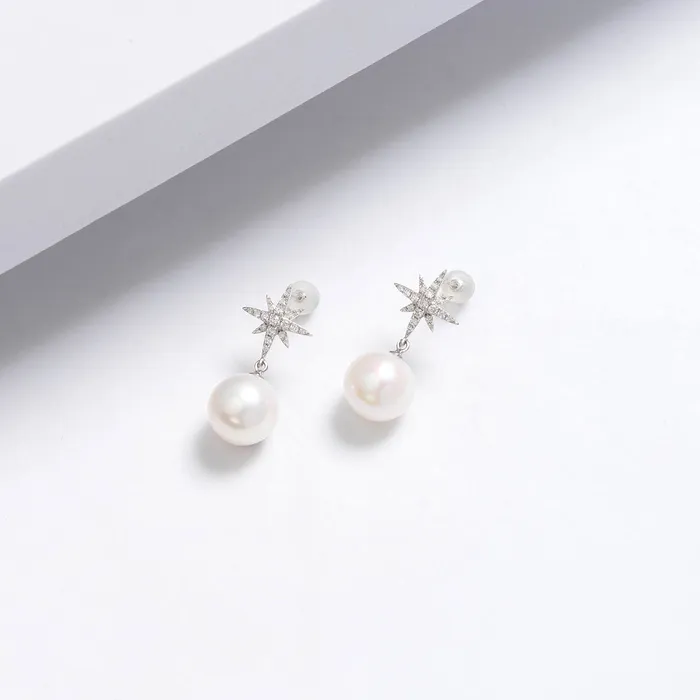Pearly Lustre 18k Gold Diamond Edison Pearl Earring KE00085 Earrings