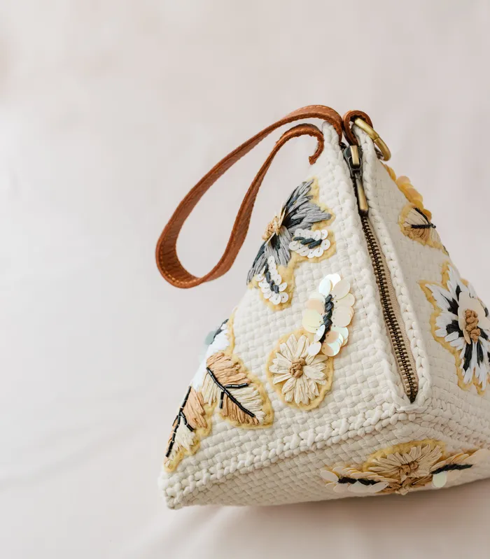 Puso Hardin Embroidered Pyramid Clutch Rags2Riches Earrings