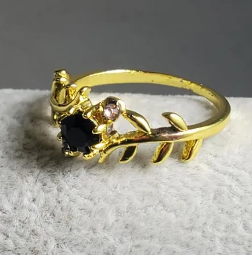 R205 Gold Black Gemstone Ring alice Rings
