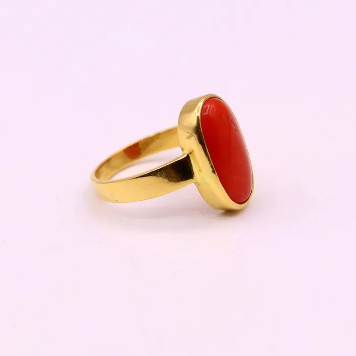 Rings 22karat yellow gold handmade real red coral stone unisex ring fabulous band from rajasthan india GR005 TRIBAL ORNAMENTS Rings 22karat yellow gold handmade real red coral stone unisex ring fabulous band from rajasthan india GR005 TRIBAL ORNAMENTS