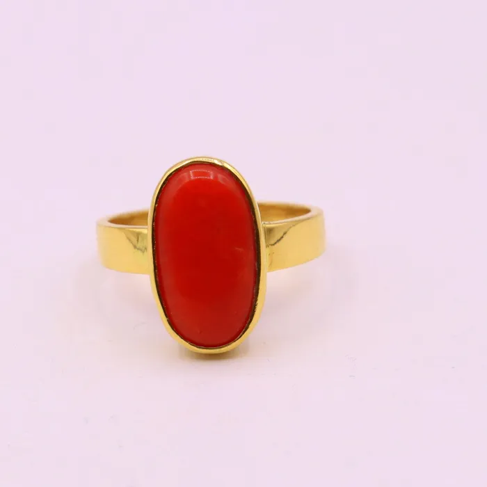 Rings 22karat yellow gold handmade real red coral stone unisex ring fabulous band from rajasthan india GR005 TRIBAL ORNAMENTS Rings 22karat yellow gold handmade real red coral stone unisex ring fabulous band from rajasthan india GR005 TRIBAL ORNAMENTS