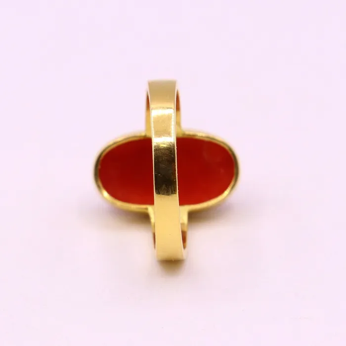 Rings 22karat yellow gold handmade real red coral stone unisex ring fabulous band from rajasthan india GR005 TRIBAL ORNAMENTS Rings 22karat yellow gold handmade real red coral stone unisex ring fabulous band from rajasthan india GR005 TRIBAL ORNAMENTS