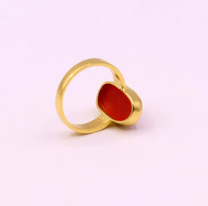 Rings 22karat yellow gold handmade real red coral stone unisex ring fabulous band from rajasthan india GR005 TRIBAL ORNAMENTS Rings 22karat yellow gold handmade real red coral stone unisex ring fabulous band from rajasthan india GR005 TRIBAL ORNAMENTS