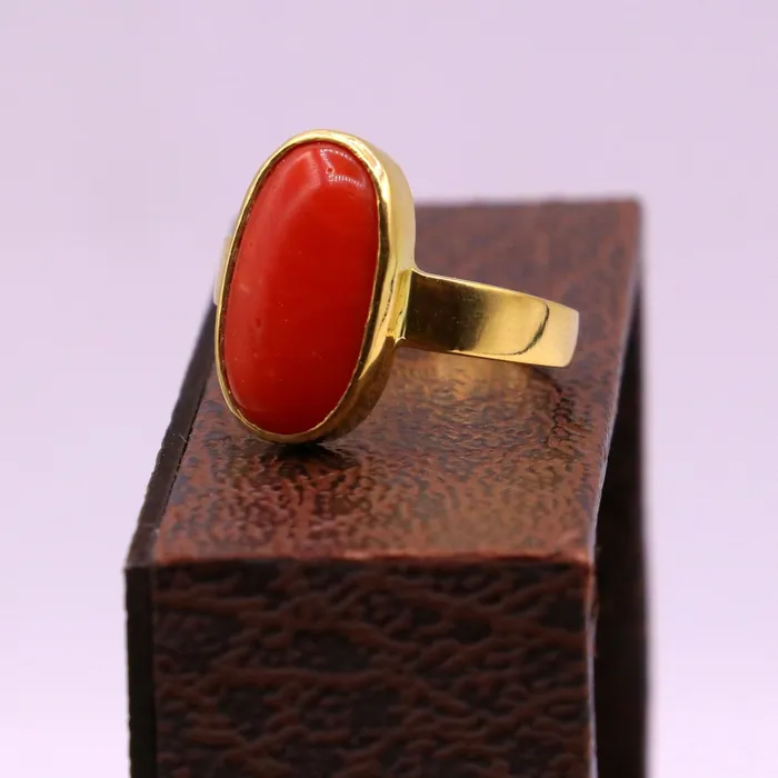 Rings 22karat yellow gold handmade real red coral stone unisex ring fabulous band from rajasthan india GR005 TRIBAL ORNAMENTS Rings 22karat yellow gold handmade real red coral stone unisex ring fabulous band from rajasthan india GR005 TRIBAL ORNAMENTS