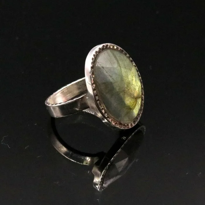 Rings FABULOUS LABRADORITE 925 SOLID SILVER UNISEX ANTIQUE DESIGN RING BAND GIFT sr92 TRIBAL ORNAMENTS