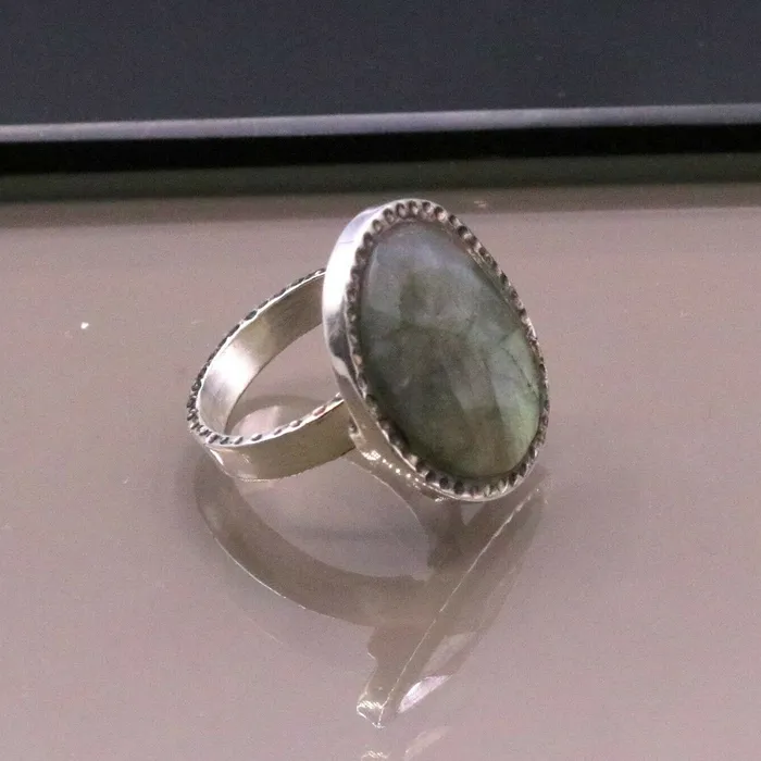 Rings FABULOUS LABRADORITE 925 SOLID SILVER UNISEX ANTIQUE DESIGN RING BAND GIFT sr92 TRIBAL ORNAMENTS