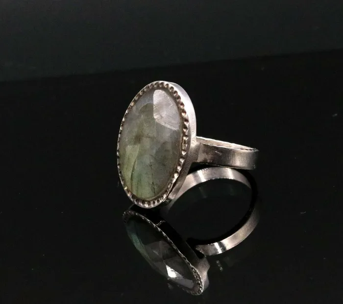 Rings FABULOUS LABRADORITE 925 SOLID SILVER UNISEX ANTIQUE DESIGN RING BAND GIFT sr92 TRIBAL ORNAMENTS
