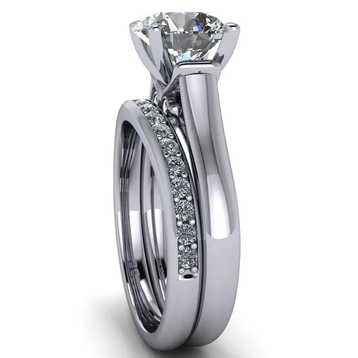 Rings Fire Brilliance Karen Round Center Stone Song 4 Prong Engagement Ring