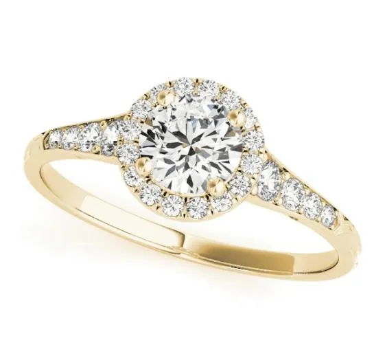 Rings Fire Brilliance Kelly Round Center Stone Carved Design Shank Halo Engagement Ring