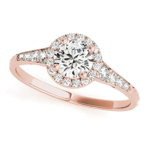 Rings Fire Brilliance Kelly Round Center Stone Carved Design Shank Halo Engagement Ring
