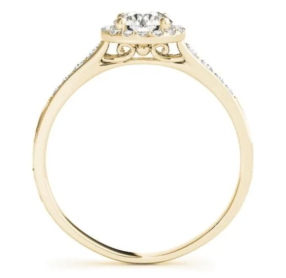 Rings Fire Brilliance Kelly Round Center Stone Carved Design Shank Halo Engagement Ring