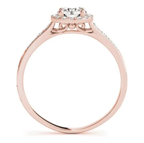 Rings Fire Brilliance Kelly Round Center Stone Carved Design Shank Halo Engagement Ring