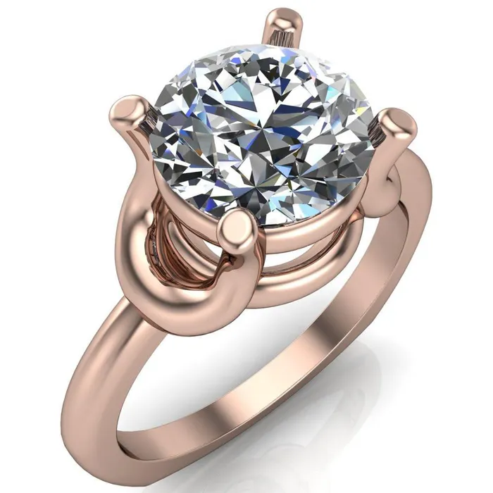 Rings Fire Brilliance Quenna Round Center Stone 4 Prong Under Bezel Comfort Fit Ring