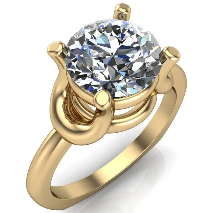 Rings Fire Brilliance Quenna Round Center Stone 4 Prong Under Bezel Comfort Fit Ring