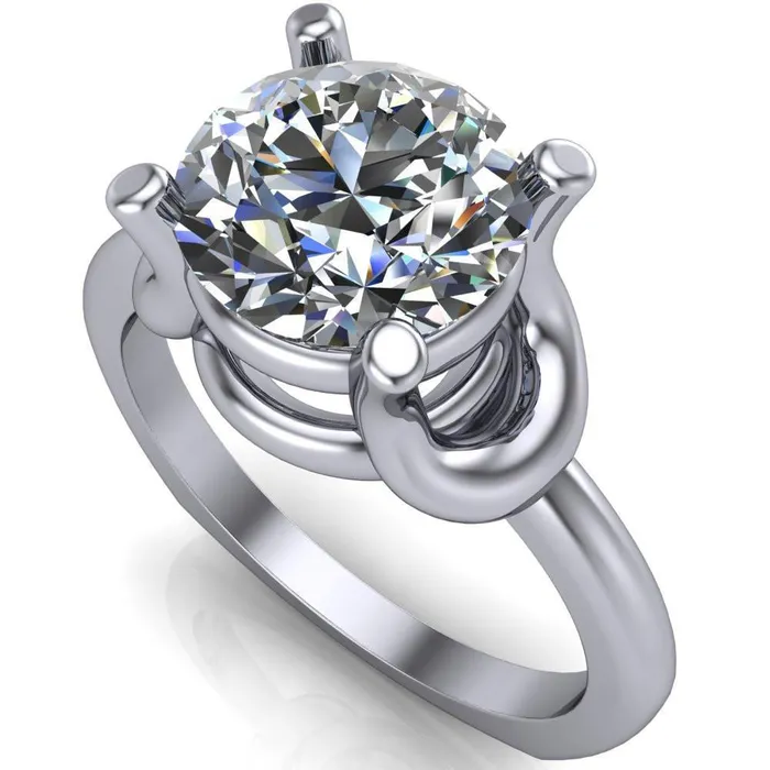 Rings Fire Brilliance Quenna Round Center Stone 4 Prong Under Bezel Comfort Fit Ring