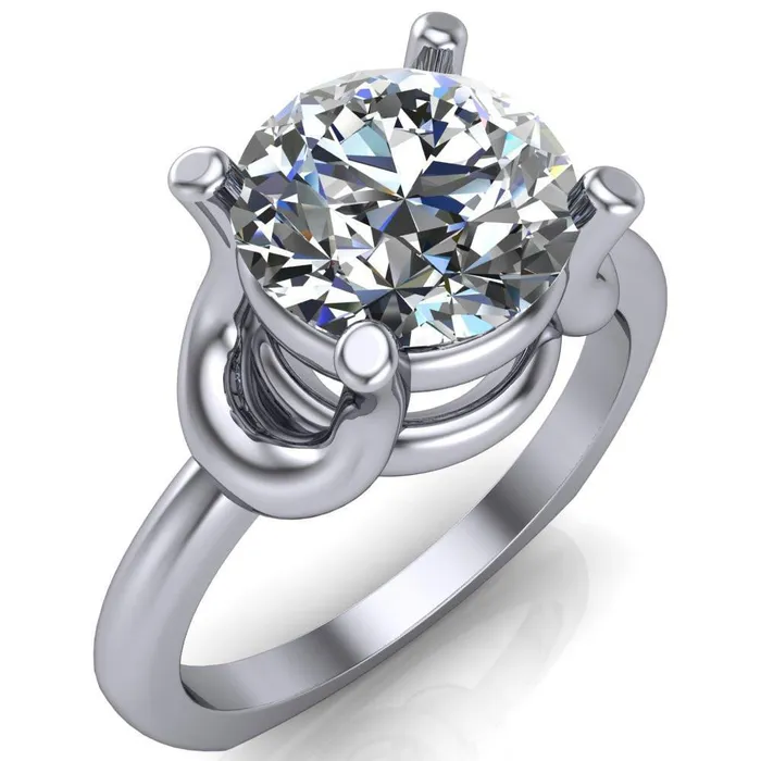 Rings Fire Brilliance Quenna Round Center Stone 4 Prong Under Bezel Comfort Fit Ring