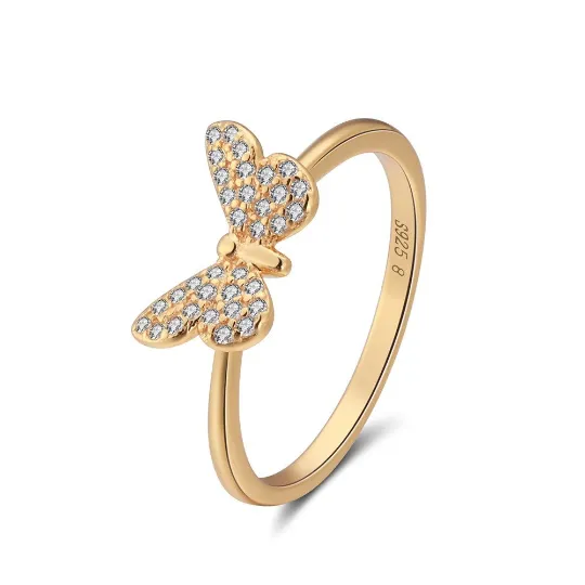 Rings Jewelvers 925 Sterling Silver Zirconia Butterfly Ring