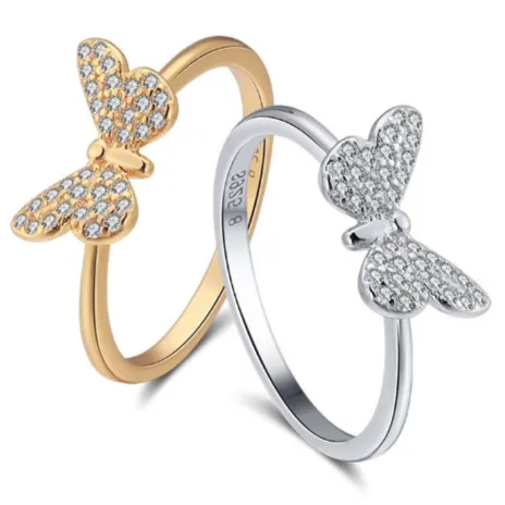 Rings Jewelvers 925 Sterling Silver Zirconia Butterfly Ring Rings Jewelvers 925 Sterling Silver Zirconia Butterfly Ring