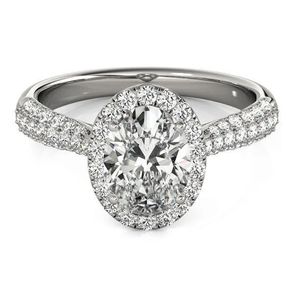 Rings Meadow Oval Center Stone Micro Pave Shank Halo Engagement Ring Fire Brilliance 