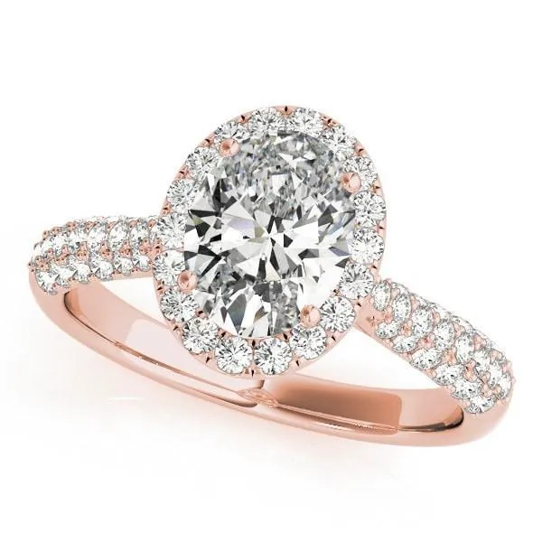 Rings Meadow Oval Center Stone Micro Pave Shank Halo Engagement Ring Fire Brilliance 