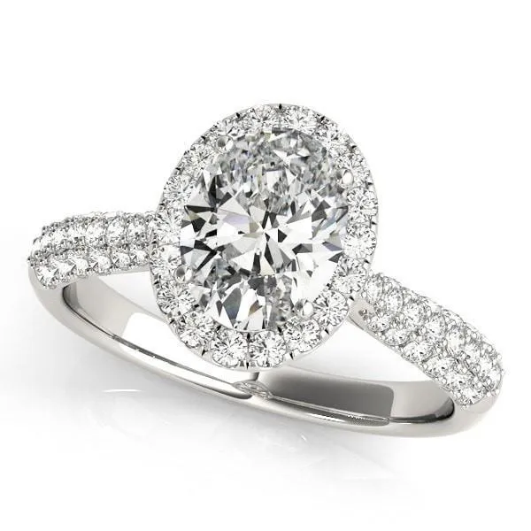 Rings Meadow Oval Center Stone Micro Pave Shank Halo Engagement Ring Fire Brilliance 