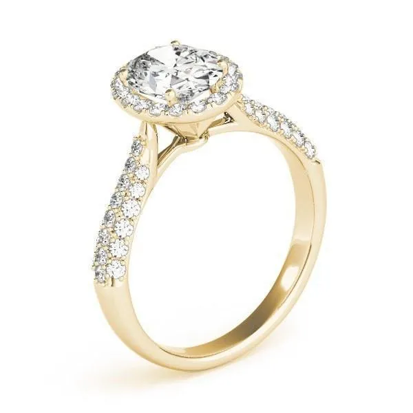 Rings Meadow Oval Center Stone Micro Pave Shank Halo Engagement Ring Fire Brilliance 