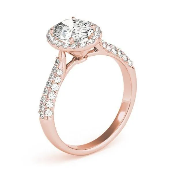Rings Meadow Oval Center Stone Micro Pave Shank Halo Engagement Ring Fire Brilliance 