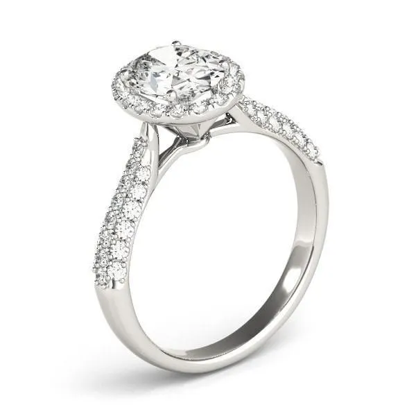Rings Meadow Oval Center Stone Micro Pave Shank Halo Engagement Ring Fire Brilliance 