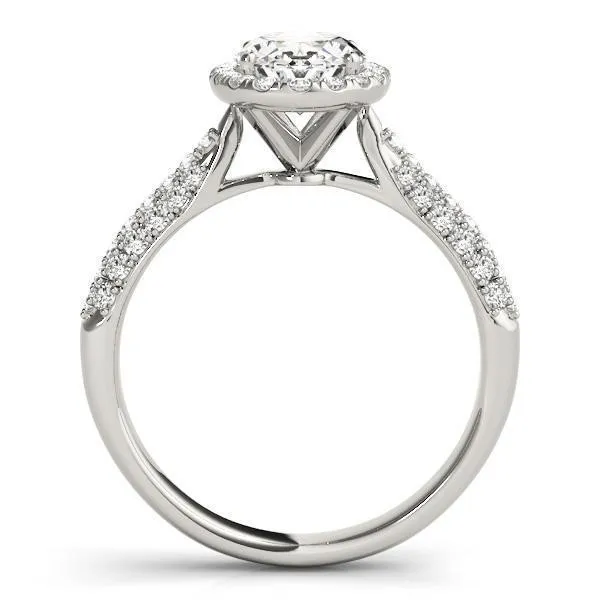 Rings Meadow Oval Center Stone Micro Pave Shank Halo Engagement Ring Fire Brilliance 