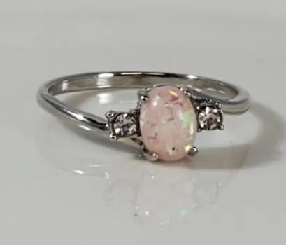 Rings polly R04 Silver Pale Pink Opal Gemstone Ring