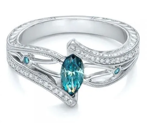 Rings polly R144 Silver Fashion Blue Gemstone Ring