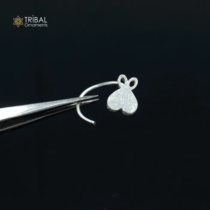 Rings TRIBAL ORNAMENTS 925 sterling silver heart design handmade fabulous nose pin u band tribal jewelry np61