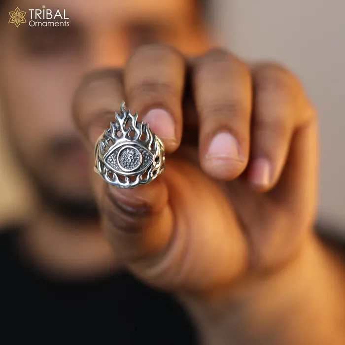 Rings TRIBAL ORNAMENTS 925 sterling silver seeing eye design ring mens Jewelry sr767