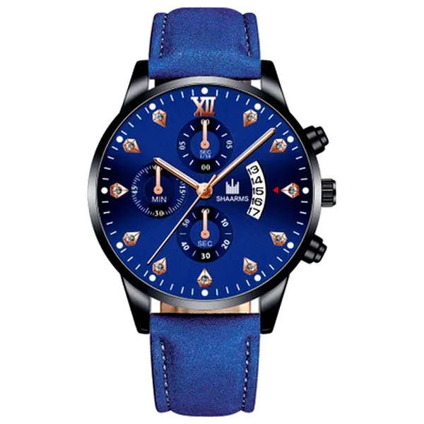 Rings W134 Blue Band Black Rose Gold Techno Time Collection Quartz Watch 01