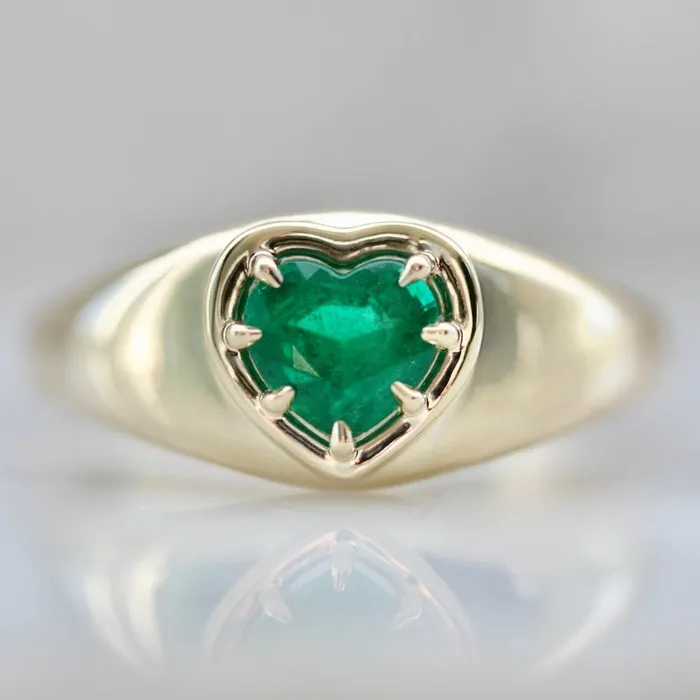 Sour Apple Heart Cut Emerald Bombe Ring Made By Gem Breakfast Rings