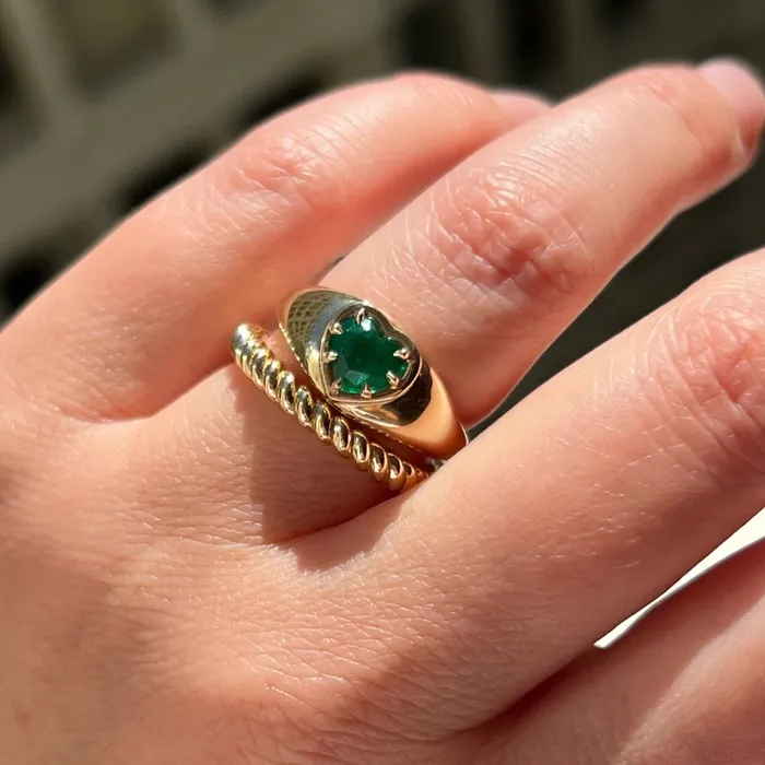 Sour Apple Heart Cut Emerald Bombe Ring Made By Gem Breakfast Rings