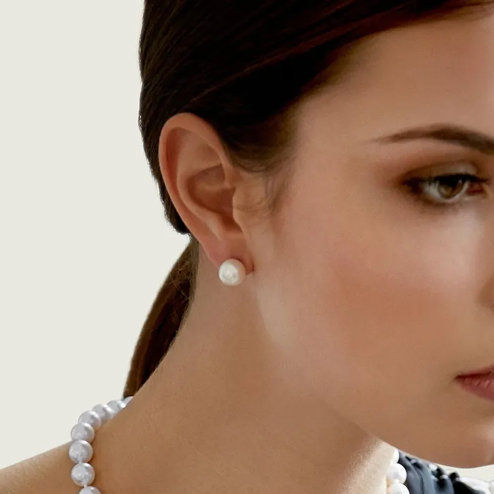 spt Earrings 9095mm White Akoya Round Pearl Stud Earrings