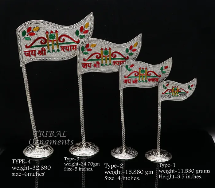 TRIBAL ORNAMENTS 925 sterling silver handmade lork Khatu Shyam Dhwaja or flag silver jai shree shyam flag best way for gifting to idols or kriahna su1018 Necklaces TRIBAL ORNAMENTS 925 sterling silver handmade lork Khatu Shyam Dhwaja or flag silver jai shree shyam flag best way for gifting to idols or kriahna su1018 Necklaces