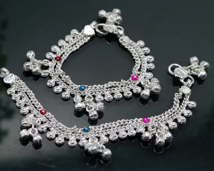TRIBAL ORNAMENTS Bracelets 55 handmade sterling awesome silver baby ankle bracelet excellent kids anklets charm foot bracelet customized jewelry india ank207 TRIBAL ORNAMENTS Bracelets 55 handmade sterling awesome silver baby ankle bracelet excellent kids anklets charm foot bracelet customized jewelry india ank207