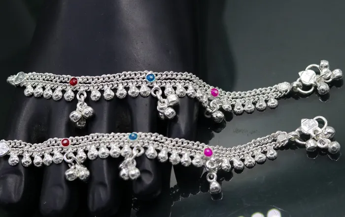 TRIBAL ORNAMENTS Bracelets 55 handmade sterling awesome silver baby ankle bracelet excellent kids anklets charm foot bracelet customized jewelry india ank207