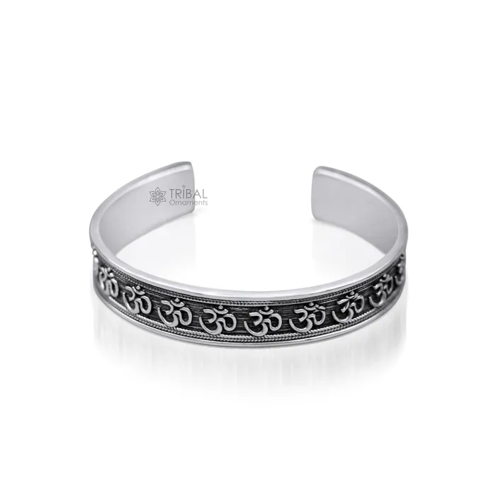TRIBAL ORNAMENTS Bracelets 925 sterling silver handmade Aum OM Mantra adjustable bangle bracelet kada solid silver mens womens gifting jewelry from india cuff49 TRIBAL ORNAMENTS Bracelets 925 sterling silver handmade Aum OM Mantra adjustable bangle bracelet kada solid silver mens womens gifting jewelry from india cuff49