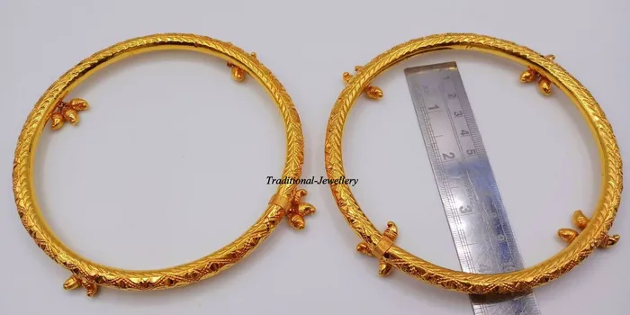 TRIBAL ORNAMENTS Bracelets Vintage handmade antique design fabulous 22karat yellow gold foot bracelet ankle bracelet anklet pair womens tribal jewelry