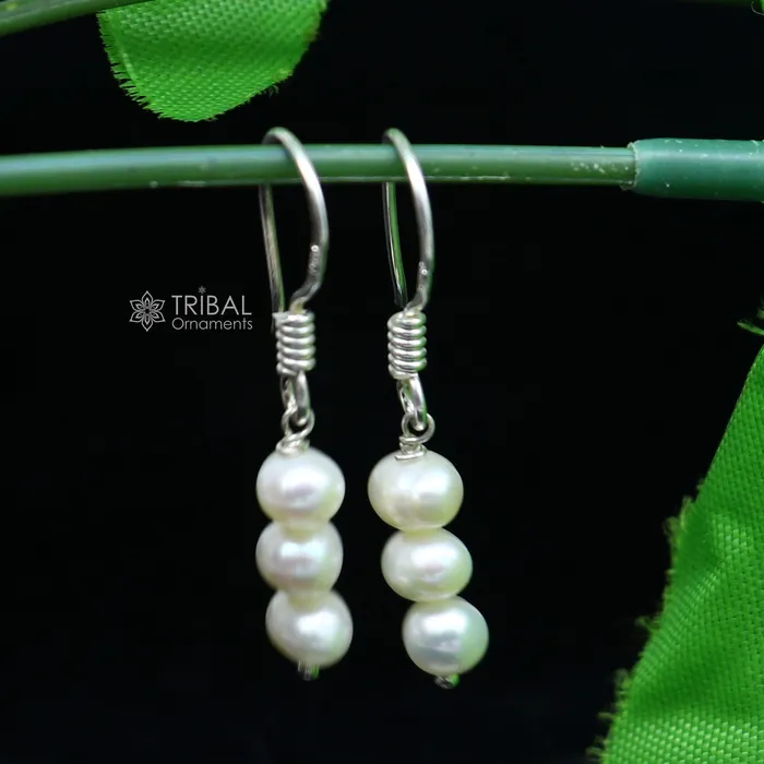 TRIBAL ORNAMENTS Earrings Unique 925 Sterling silver handmade fabulous Hoops earrings with gorgeous pearls stone stylish light weight delicate jewelry s1208 TRIBAL ORNAMENTS Earrings Unique 925 Sterling silver handmade fabulous Hoops earrings with gorgeous pearls stone stylish light weight delicate jewelry s1208