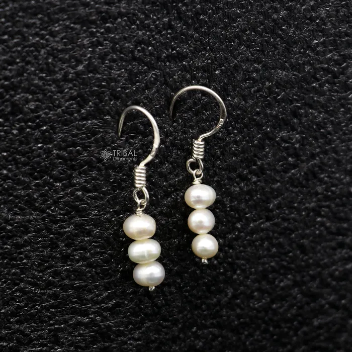 TRIBAL ORNAMENTS Earrings Unique 925 Sterling silver handmade fabulous Hoops earrings with gorgeous pearls stone stylish light weight delicate jewelry s1208 TRIBAL ORNAMENTS Earrings Unique 925 Sterling silver handmade fabulous Hoops earrings with gorgeous pearls stone stylish light weight delicate jewelry s1208