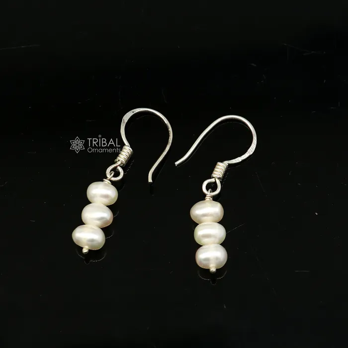 TRIBAL ORNAMENTS Earrings Unique 925 Sterling silver handmade fabulous Hoops earrings with gorgeous pearls stone stylish light weight delicate jewelry s1208 TRIBAL ORNAMENTS Earrings Unique 925 Sterling silver handmade fabulous Hoops earrings with gorgeous pearls stone stylish light weight delicate jewelry s1208