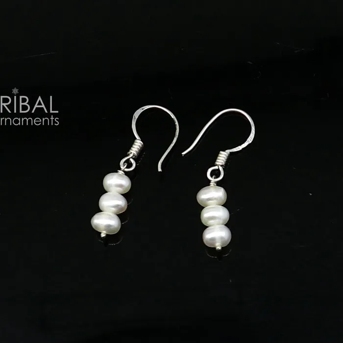 TRIBAL ORNAMENTS Earrings Unique 925 Sterling silver handmade fabulous Hoops earrings with gorgeous pearls stone stylish light weight delicate jewelry s1208 TRIBAL ORNAMENTS Earrings Unique 925 Sterling silver handmade fabulous Hoops earrings with gorgeous pearls stone stylish light weight delicate jewelry s1208