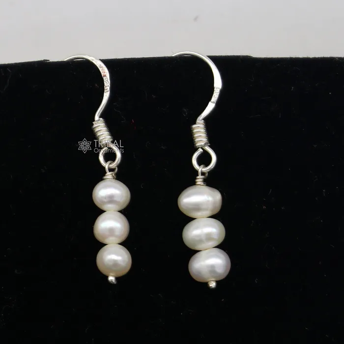 TRIBAL ORNAMENTS Earrings Unique 925 Sterling silver handmade fabulous Hoops earrings with gorgeous pearls stone stylish light weight delicate jewelry s1208 TRIBAL ORNAMENTS Earrings Unique 925 Sterling silver handmade fabulous Hoops earrings with gorgeous pearls stone stylish light weight delicate jewelry s1208