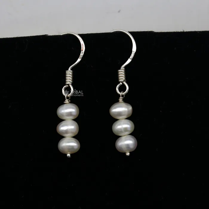 TRIBAL ORNAMENTS Earrings Unique 925 Sterling silver handmade fabulous Hoops earrings with gorgeous pearls stone stylish light weight delicate jewelry s1208 TRIBAL ORNAMENTS Earrings Unique 925 Sterling silver handmade fabulous Hoops earrings with gorgeous pearls stone stylish light weight delicate jewelry s1208
