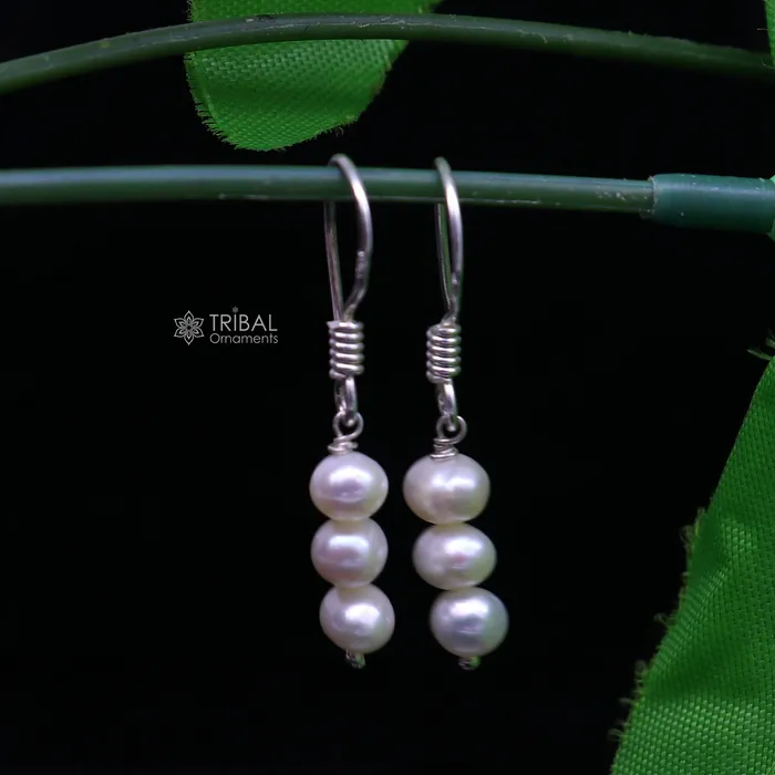 TRIBAL ORNAMENTS Earrings Unique 925 Sterling silver handmade fabulous Hoops earrings with gorgeous pearls stone stylish light weight delicate jewelry s1208 TRIBAL ORNAMENTS Earrings Unique 925 Sterling silver handmade fabulous Hoops earrings with gorgeous pearls stone stylish light weight delicate jewelry s1208